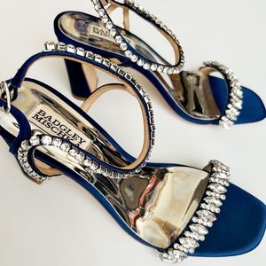 BRAND NEW Something Blue Badgley Mischka Navy Sandals with Rhinestones